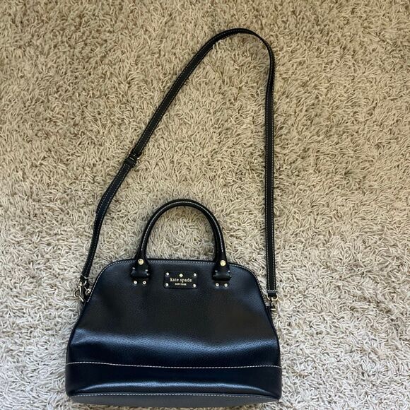 Kate Spade Black Wellesley Rachelle Satchel Leather Bowler Purse Shoulder Bag - Picture 1 of 12
